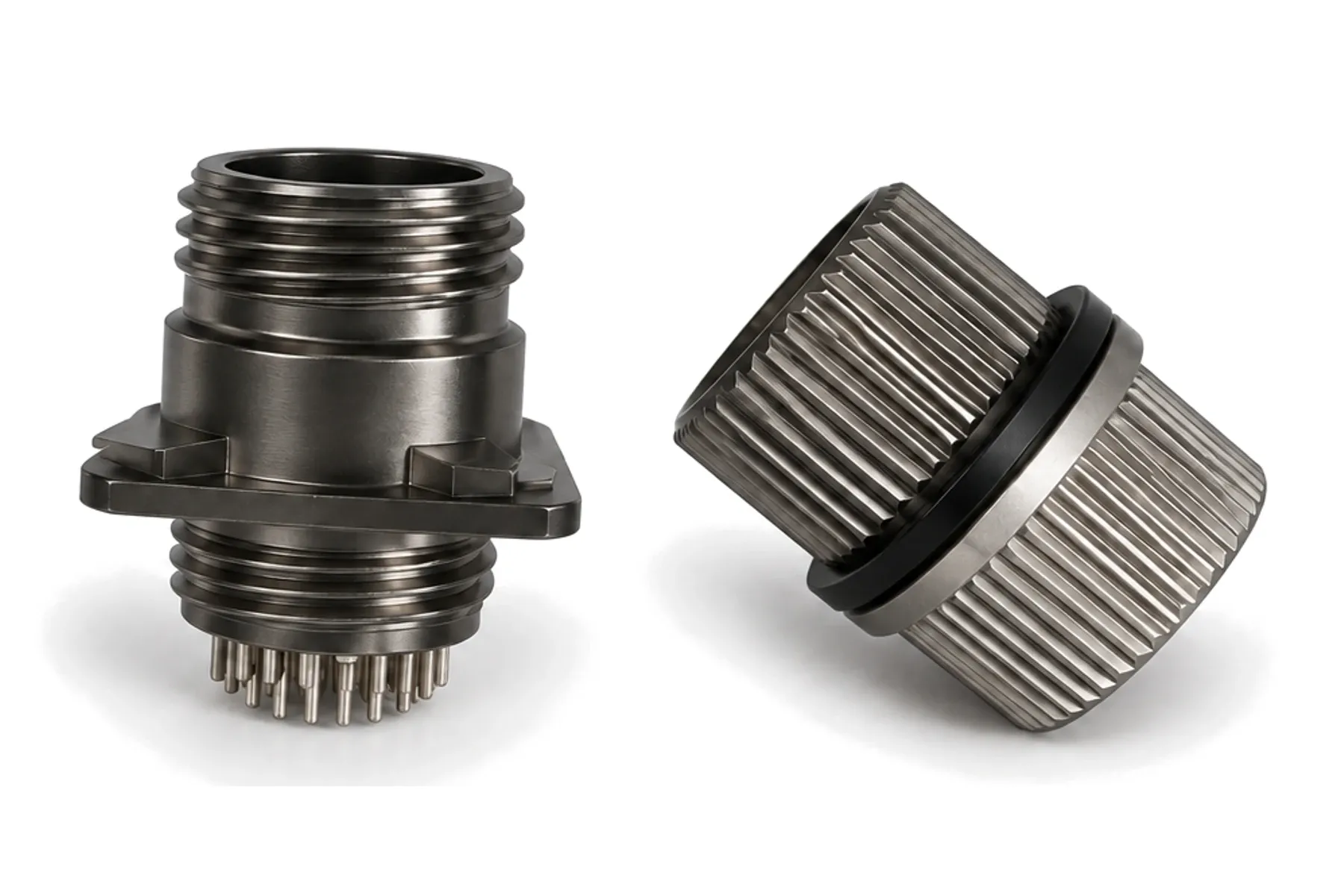 38999 Series III-type filter connector receptacle and plug