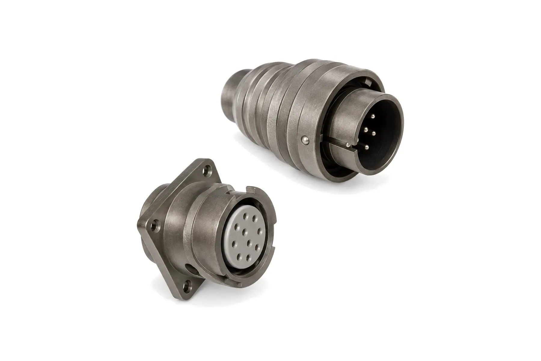 HMS31-K reverse-bayonet plug and square-flange receptacle