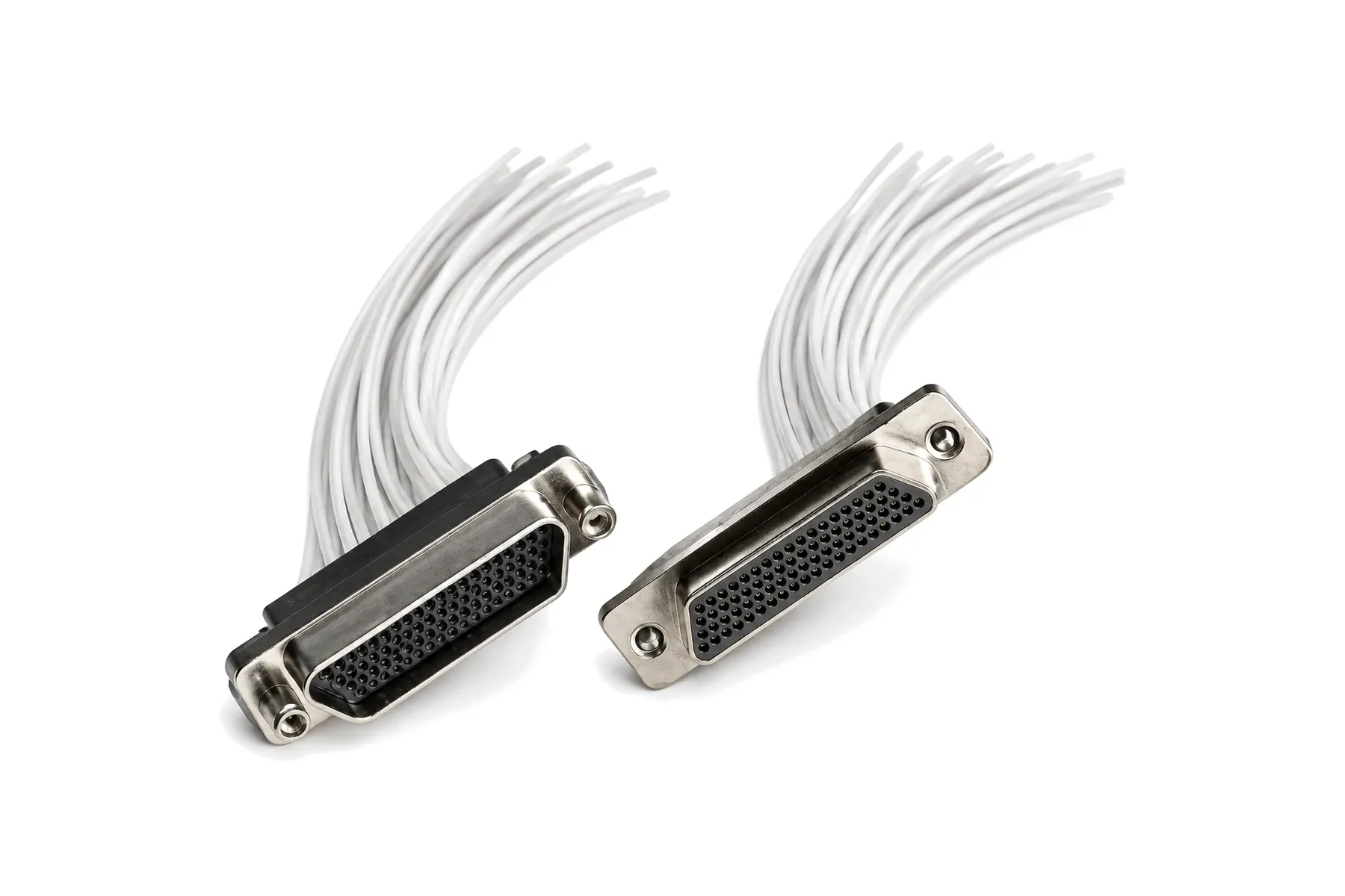 J30J metal-shell Micro-D plug and receptacle with pre-wired leads