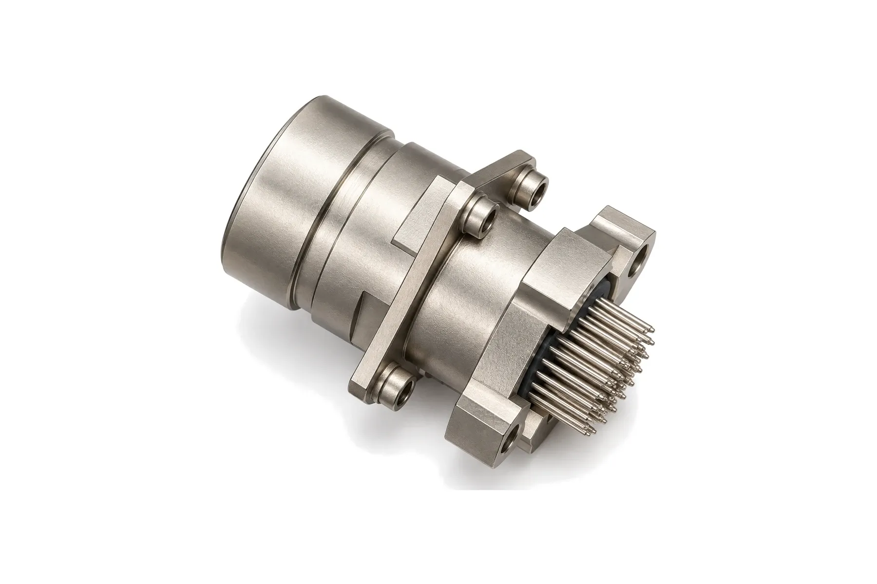J599/20-D17 double-flange PCB receptacle, rendering