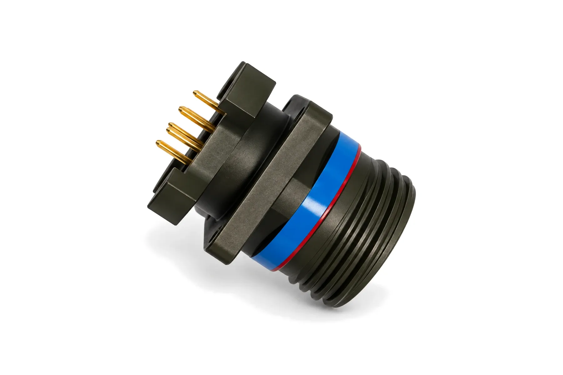 J599/20-E17 double-flange PCB receptacle with PCB pins