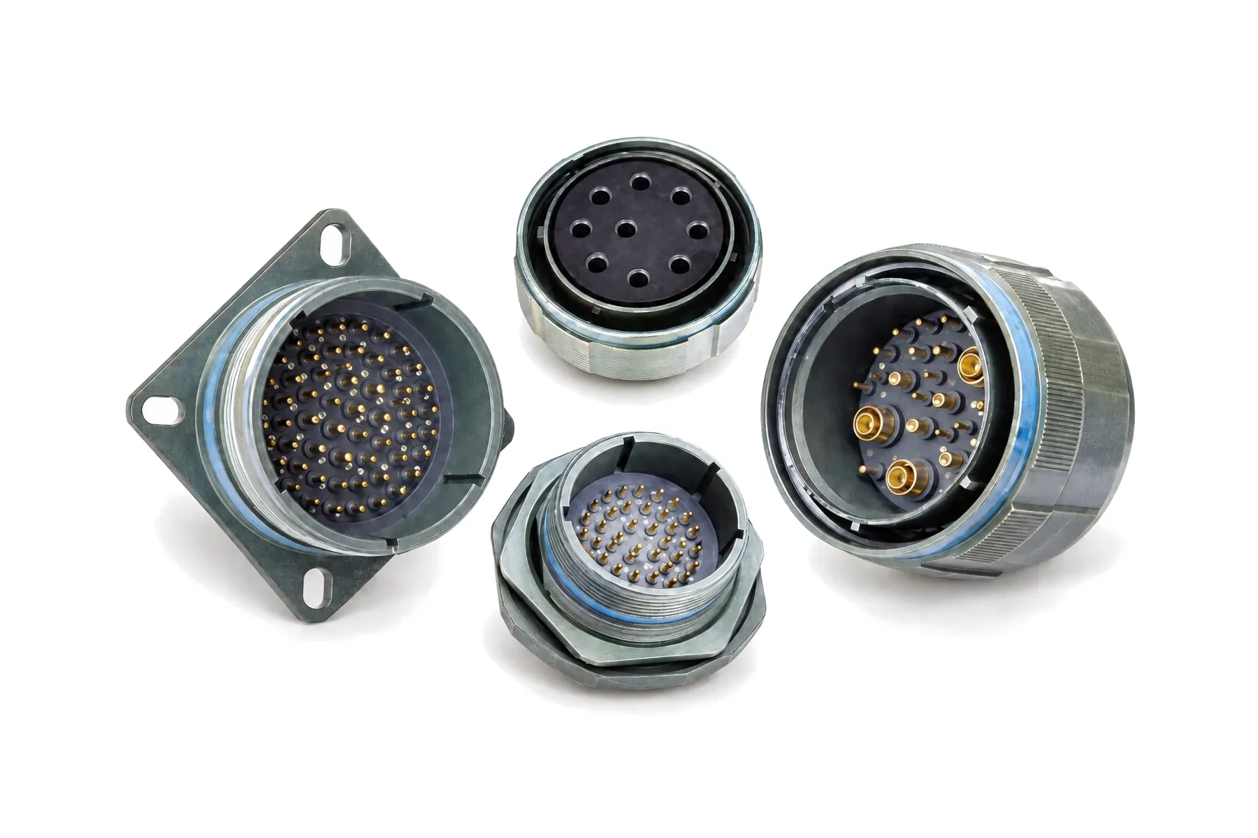 J599 Series III square-flange receptacle, jam-nut receptacle and plugs