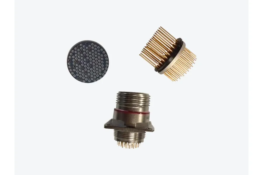 J599 Series III square-flange receptacle with contact insert, filter version