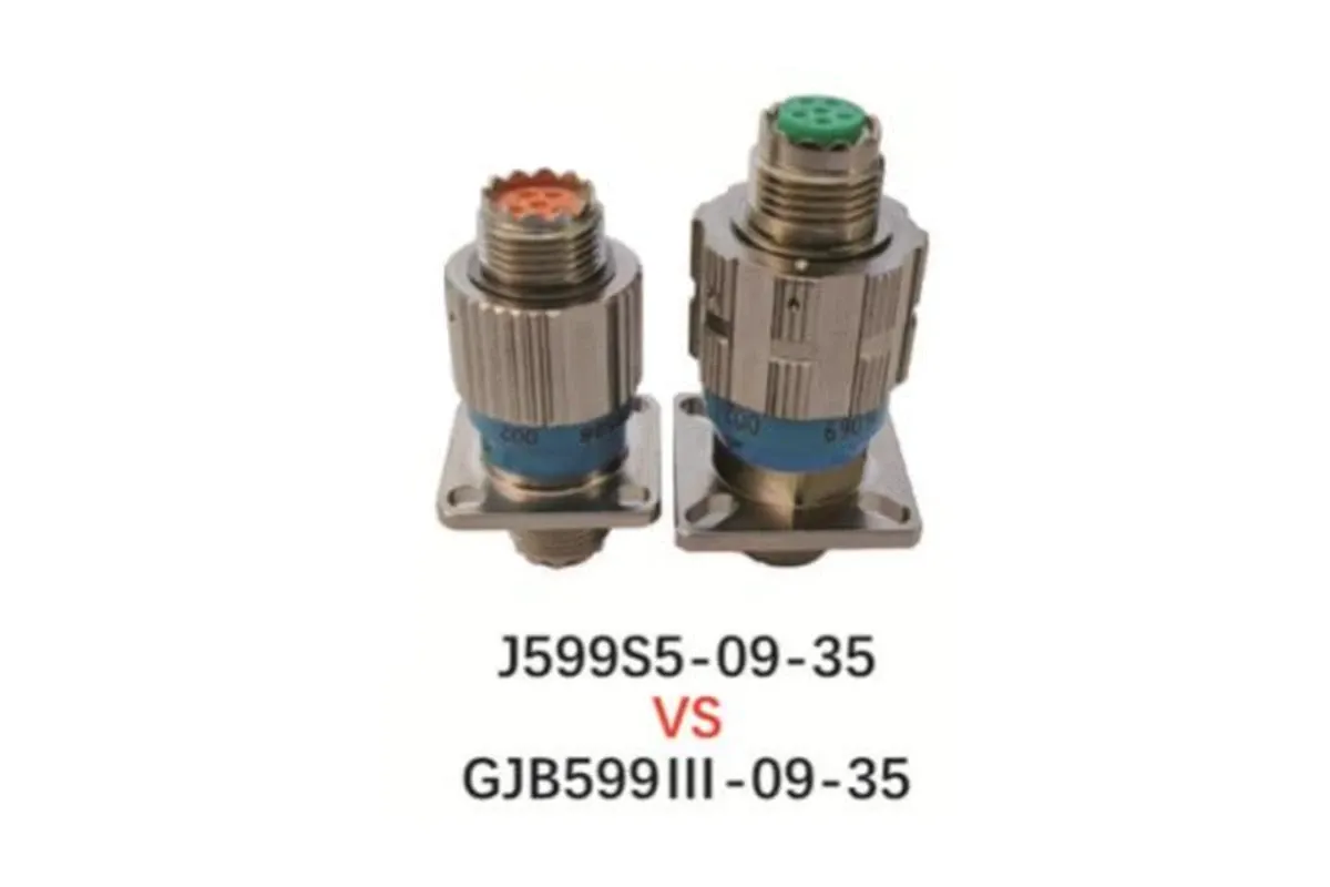 J599S5 connector next to a J599 Series III connector with the same 09-35 insert arrangement