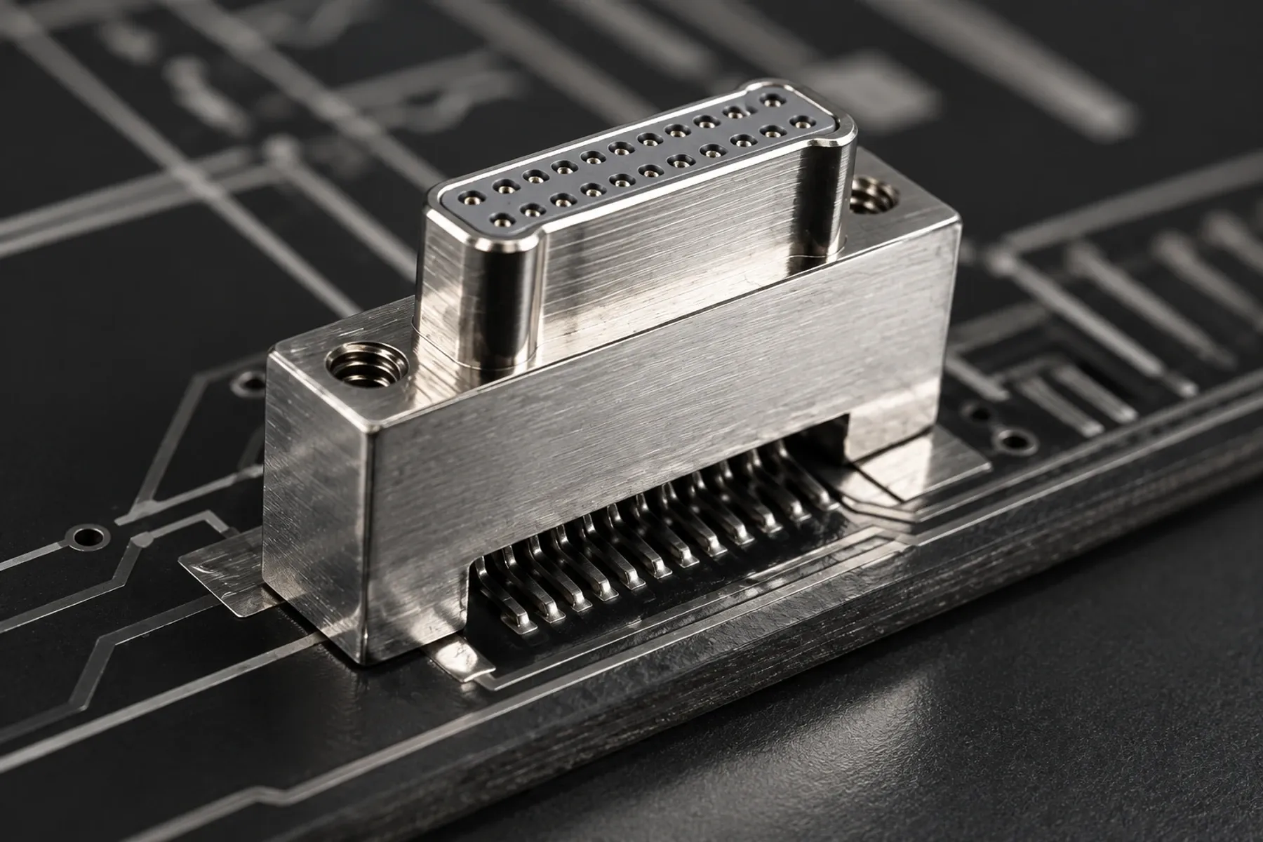 J7245 Nano-D connector mounted on a printed circuit board