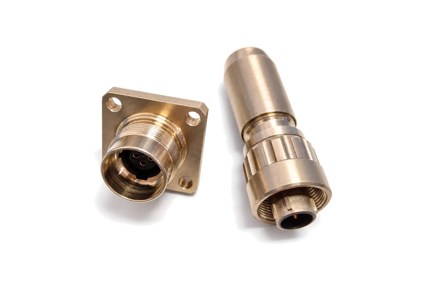 SHX4 square-flange receptacle and plug in aluminum bronze