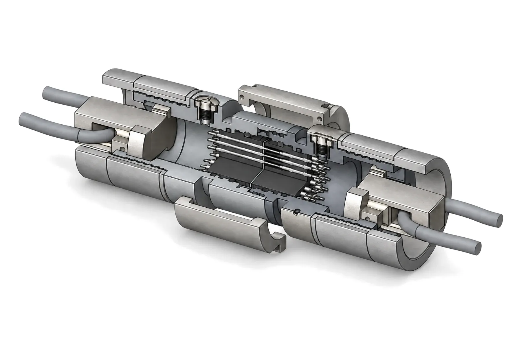 SM load-bearing underwater connector, cutaway rendering