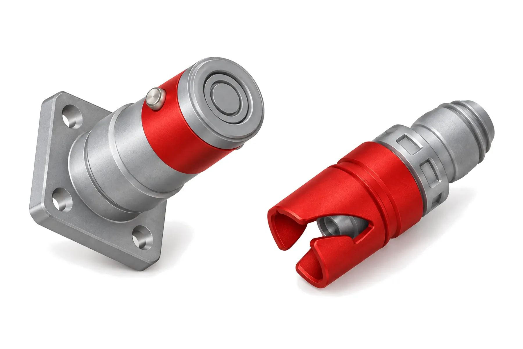 TSA bayonet fluid connector receptacle and plug with red colour code