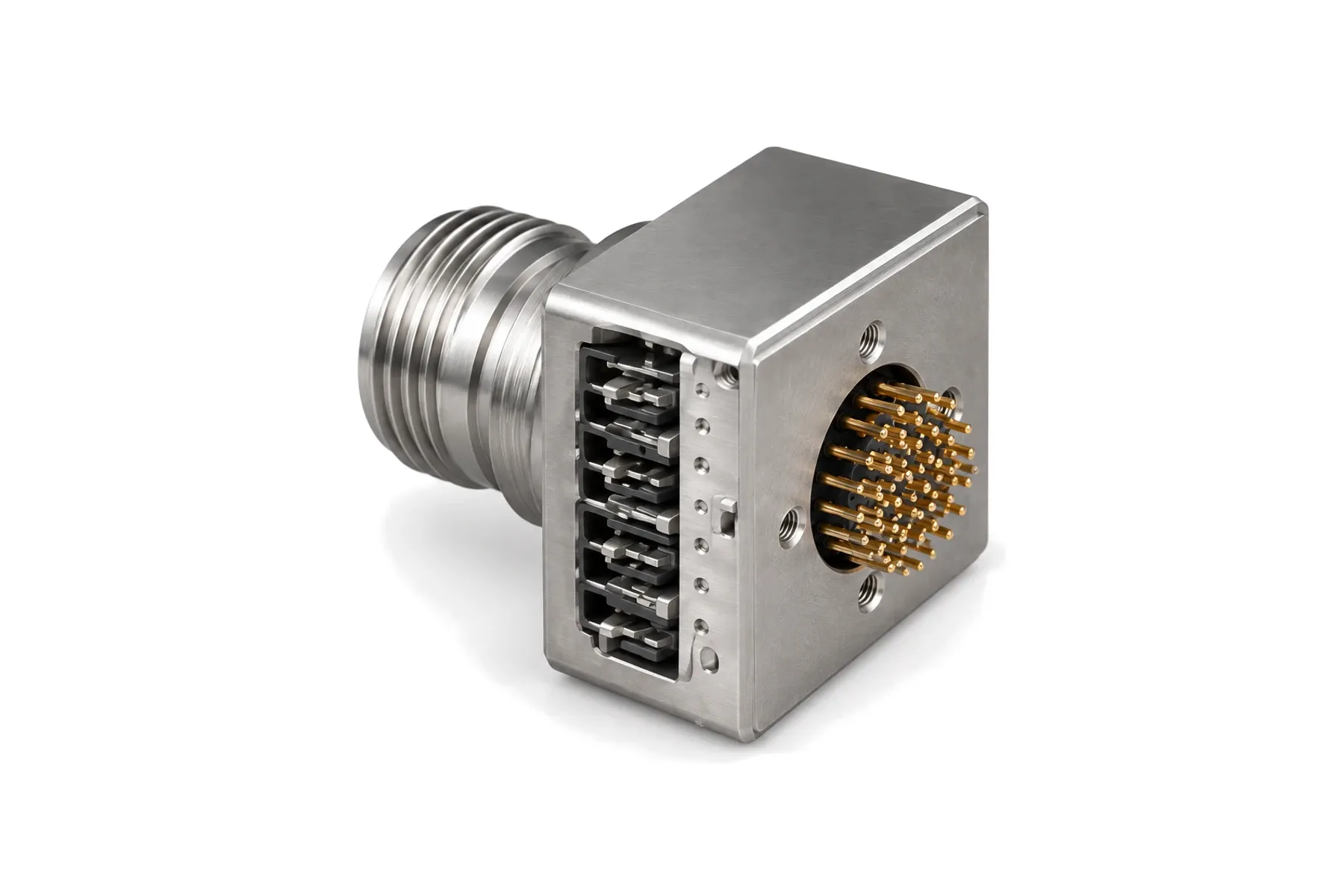 TVS transient-protection receptacle with protection module and pin contacts